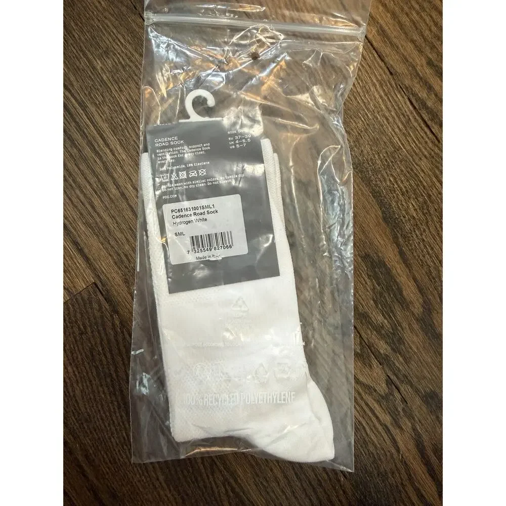POC White Cadence Road Cycling Sock Men's Sz S 5-7 NWT